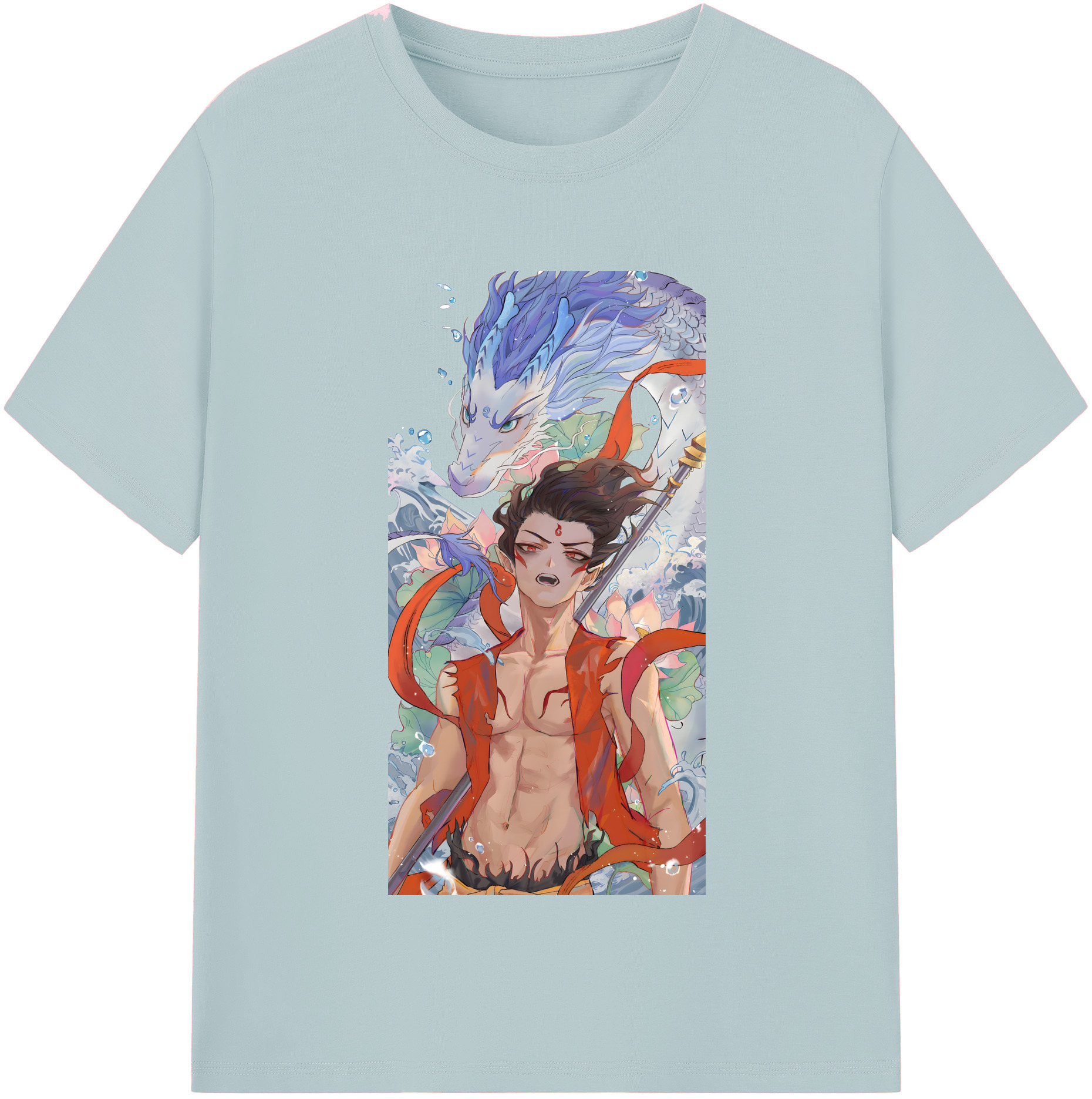 （画像用） Ne Zha 2 ナタ 魔童の大暴れ 綿100％半袖Tシャツ（フロントプリント）